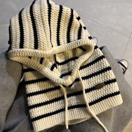 Striped Balaclava Hat lf1776 Free Size/M [56-58cm] 4ea