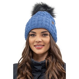 Vivisence Stylish Women's Winter Set Hat with Pompom and Warm Fleece Lining Paired with Classic Matching Scarf Made from Soft and Warm Fabric Perfect for Cold Weather, Jeans,UNI