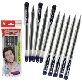 FLAIR Hydra 10 x 0.5mm Tip BLUE Gel Pens Easy Grip Smooth Writing Office School