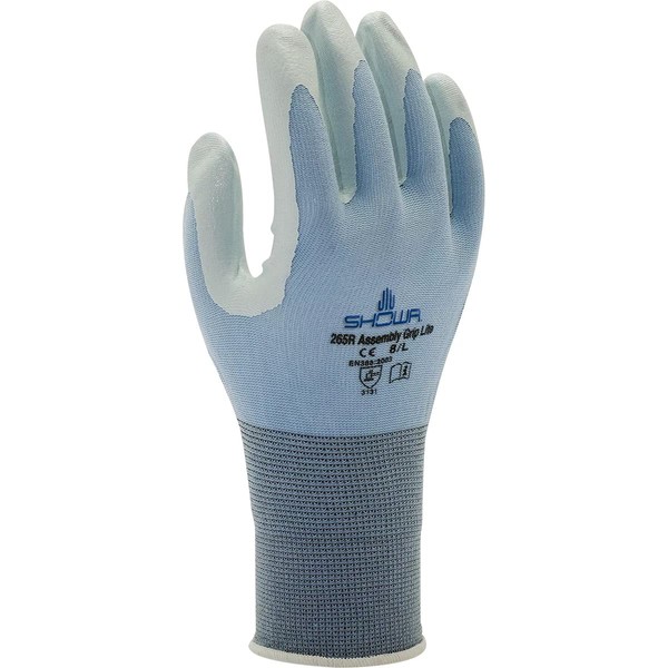Showa Gloves SHO265-M No.265 Assembly Grip Glove, Size: M, Light Blue