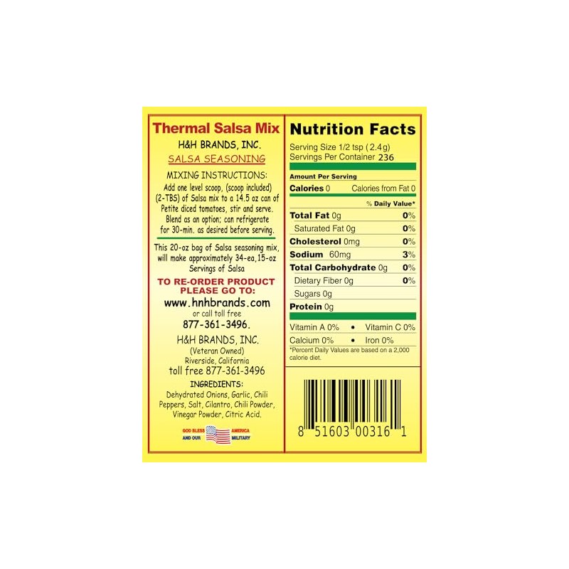 30 Second Salsa Mix-Seasoning Southwestern style; (20 oz. 34-Servings 0.88-ea.
