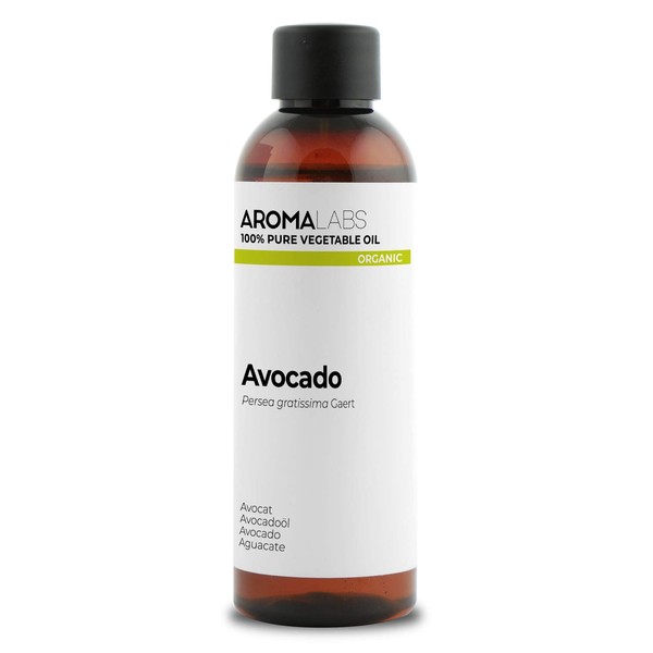 BIO - Olio vegetale di avocado - 100 ml - puro al 100%, naturale, spremuto a freddo e certificato AB - Aroma Labs (marchio francese)
