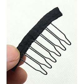 Jozlynn 12pcs Wig Combs for Making Wig,6 Teeth Wig Clips Stell Tooth For Hairpiece Caps DIY (12 pcs, Black)
