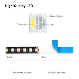 BTF-LIGHTING 5050 RGBW RGB+Cool White(6000K-7000K) 4 Colors in 1 LED 5m 16.4ft 96LED/m DC24V Multi-Colored LED Tape Lights IP30 Non-Waterproof Black PCB for Home Decoration(No Adapter or Controller)