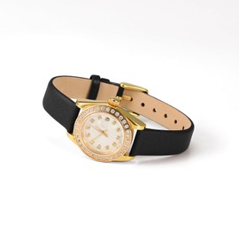 WOCCI 18mm Watch Strap with Rose Gold Buckle, Elegant Genuine Leather Replacement Band for Men or Women (Black)