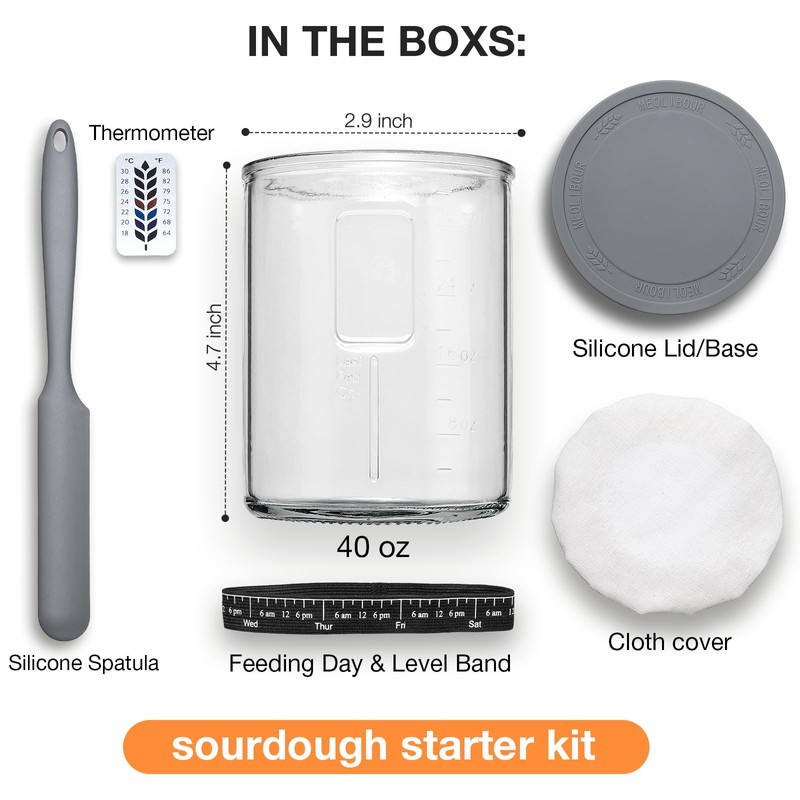 Premium Pro Sourdough Starter Jar Kit - 40oz Large Wide