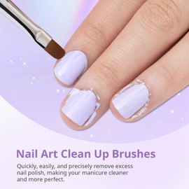AIRSEE Nail Art Clean Up Brushes, 3 Pcs Painting Brushes for Nails with Flat/Oval/Fine Angled Gel Nail Brushes, Nail Brushes for Cleaning Polish Mistakes on the Cuticles, Purple
