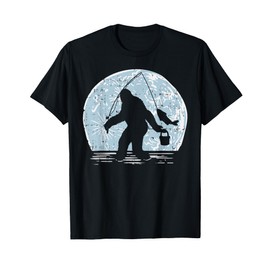 Bigfoot Sasquatch Fishing Moon Funny Fisherman Angler Gift T-Shirt