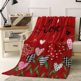 Pink Red Throw Blanket for Couch Valentine's Day Soft Fleece Blanket Flannel Decorative Throw Blanket for Mom Couple Girlfriend Home Bed Sofa Chair, All Season Throws & Blankets, 40" x 50"