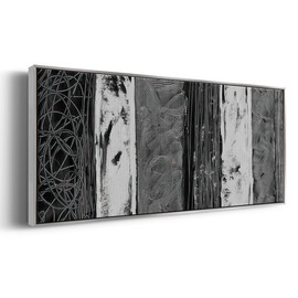Renditions Gallery Framed Canvas Paintings for Office Printed Brushed Nickel Walnut & Silver Textured Abstract Wall Art for Bedroom Office Lobby Lounge - 24"X60" Silver Frame GAL026