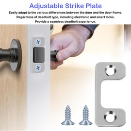 Adjustable Door Strike Fit for Deadbolts & Electronic Locks - Door Latch Restorer - Strike Plate with Threaded Screw (Pack of 8)