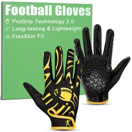 Pixel Panda Youth Football Gloves, Flag Football Gloves for Kids with Super Sticky Grip, Best Birthday Receiver Glove Gifts for Boys Girls