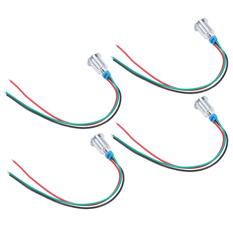 4 Sets PreWired Round LEDs Waterproof 2Color Indicator Light Common