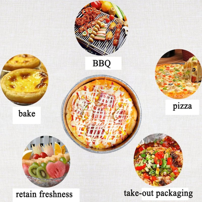 JIUMO 9”Round Aluminum Pans, Tin Foil Pans, Recyclable Disposable Containers,