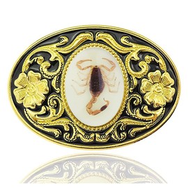 Btilasif Western Cowboy Belt Buckles for Men Vintage 3D Scorpion Animal Luminous Stone Belt Buckle for Women（white）