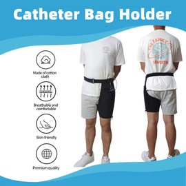 Catheter Leg Bag Holder with Large Pocket, Invisible, Easy to Use with Magic Sticker, Able to Hold 2000ml Urine Bag for Foley, Nephrostomy and Biliary Catheters (Black)