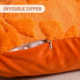 Mixweer Bow Pillow Covers Set of 2 Coquette Room Decor Cute Faux Fur Soft Coquette Bowknot Preppy Stuff Fluffy Plush Aesthetic Pillow Covers for Bed Sofa Couch(18 x 18 Inch,Orange)