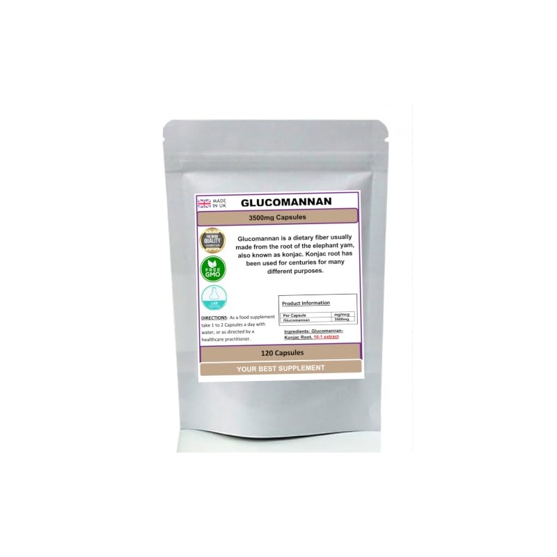 Glucomannan-Konjac Extract Capsules 3500mg (High Strength) No Additives - 120