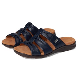 Clarks Women's Kitly Slide Flat Sandal, Navy Leather, 7.5