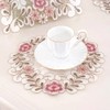 Set of 4 Flower Embroidery Table Place Mats, Openwork Fabric