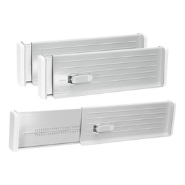 sourcing map 3 Pcs Plastic Drawer Dividers Organizer 11"-18" Adjustable Organizers Separators for Kitchen Clothes Dresser Bedroom Bathroom Storage, Grey