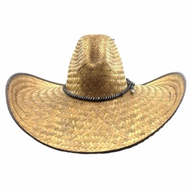 Western Peak Milani Guacho Large Straw Cowboy Ranch Hat 20" - 21" (Style 3 21") Beige
