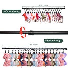 5 Pcs Wall Hanging Bow Holder Girls Hanger Headband Storage Organizer Include 5 Black Adjustable Rods 125 Metal Bow Hanger Clips Storage Hanger 10 Wall Hooks for Closet Nursery Wall Decor