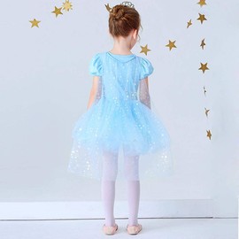 Lito Angels Princess Elsa Ballet Dress Ballerina Costume for Children Girls Ballet Dress Tutu Dance Dress with Cape and Accessories Size 7-8 Years Blue