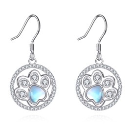 ONEFINITY Paw Print Earrings for Women 925 Sterling Sliver Dog Earrings Dangle Puppy Paw Print Jewellery Gift
