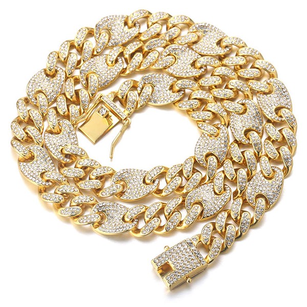 Halukakah Gold Chain for Men Iced Out,13MM Men's Cuban Link