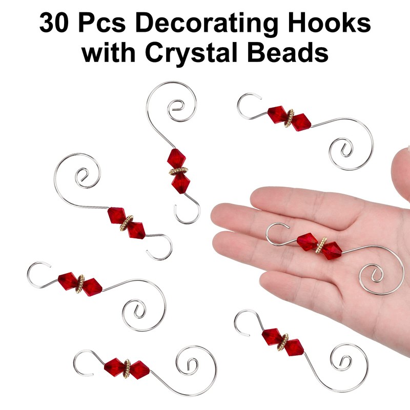 INCREWAY Wire Ornament Hooks, 30 Pcs Silver S-Shaped Christmas Tree