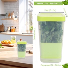 2 Pieza conservador de hierbas frescas,cilantro contenedor con colador extraíble y particiones,protector de hierbas transparente sin BPA,gran capacidad,para cilantro,menta,perejil,espárragos,romero