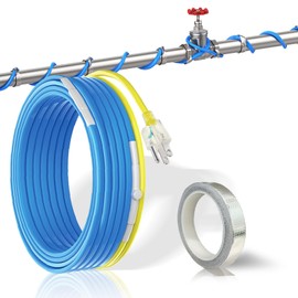 60 FT Heating Cable for Water Pipes with Upgraded Thermostat, Heat Trace for Metal And Plastic Home Water Pipes YeloDeer, 120 V Electric Pipe Heat Cable for Pipe Freeze Protection