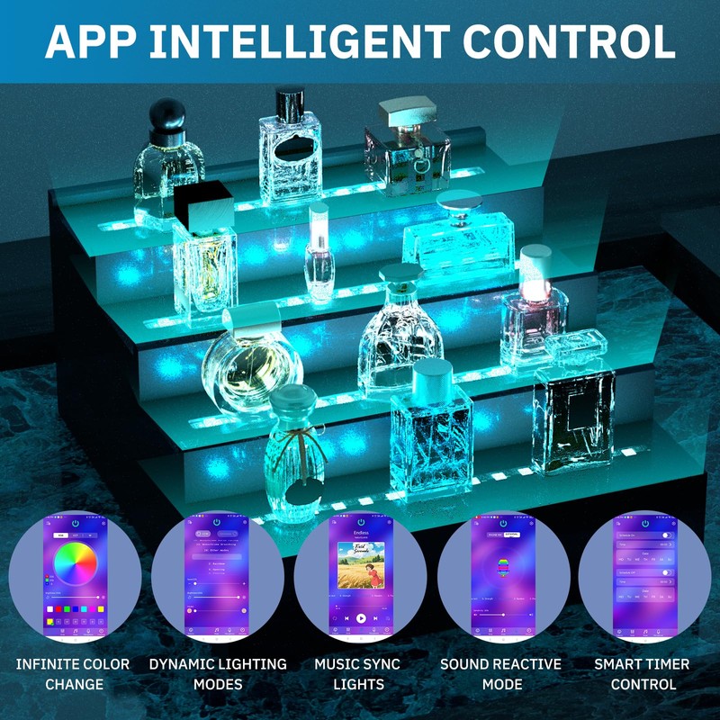 RGB LED Lighting Perfume & Cologne Organizer for Men with