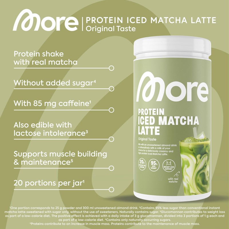 More Protein Iced Matcha Latte, 500 g, 1.1 lbs, 20