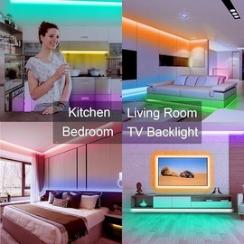 VOLIVO 300ft LED Strip Light Bluetooth, Color Changing LED Strip Lights for Bedroom, Music Sync RGB Light Strip with 24Key Remote&APP Control for Home Decoration