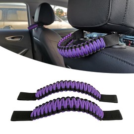 ROMASO Headrest Grab Handles Backseat Passenger Grab Handles Universal for Jeep Wrangler,Ford Bronco,Toyota,Tacoma,Trucks,SUV,Cars,2Pack (Black&Purple)