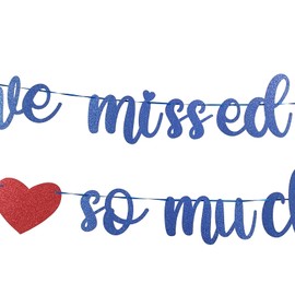 URYYRIT Welcome Home Banner, 'We Missed You' Military Welcome Back Sign, Blue & Red, 11.5 x 9.5 x 0.2cm, Homecoming Occasion