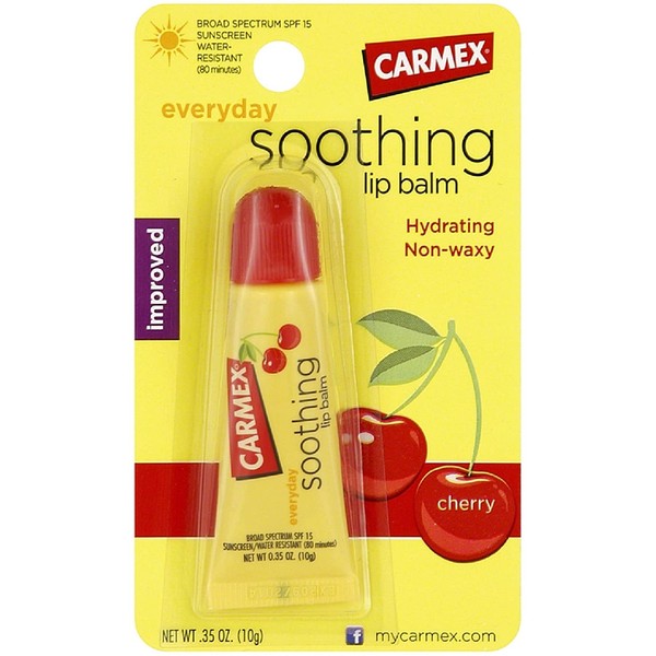 Carmex Soothing Everyday Lip Balm, Cherry 0.35 oz (Pack of 6)