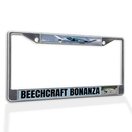 Fastasticdeals Metal Insert License Plate Frame Beechcraft Bonanza Weatherproof Car Accessories Chrome 2 Holes Solid Insert
