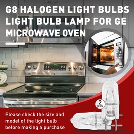 2-Pack G8 Halogen Light Bulbs, Light Bulb Lamp for GE Microwave Oven 120V 50W - for GE Over Range Microwave Hoods, Replaces for WB08X10057, WB08X10051 - Kitchen Over Stove Light