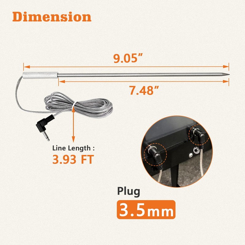 Replacement Meat Probe for Expert Grill Commodore Pellet Grill &