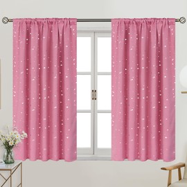 BGment Kids Blackout Curtains for Bedroom, Rod Pocket Room Darkening Curtains Decoration Thermal Insulation Window Drapes for Nursery, Children Room, 2 Panels, Each 52 x 54 Inch, Pink
