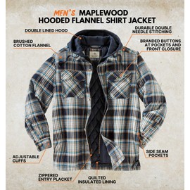 Legendary Whitetails Men's Size Maplewood Hooded Shirt Jacket, Blue Dusk Plaid, Large Tall