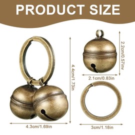 Tomedeks 2 Pcs Dog Bells for Pet Tracking,Cat Bells for Collars Loud,Extra Loud Cat Dog Collar Bells Vintage Copper Collar Charms Pendant with Key Ring Quick Clip,Pets Collar Charm(Bronze Colour)