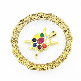 PRECIOUS PEBBLE Navratan Crystal Tortoise for Vastu | 9 Gemstone Tortoise Showpiece for Home & Office | Vastu Dosh Nivaran | Feng Shui Turtle for Wealth, Luck & Positive Energy