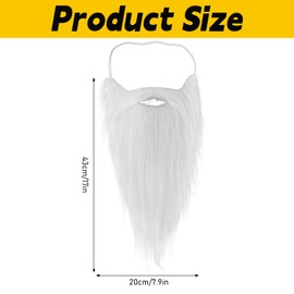 FR Self-Adhesive Fake Mustache and Eyebrows Combo, Natural Looking Fake Beard for Costume, Cosplay & Parties (Long Version White)