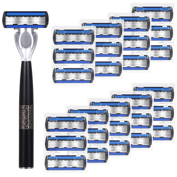Leriton 28 Pcs Disposable Men's Razors Set Refillable 6-Blade Sensitive