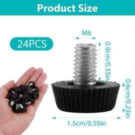 24 Stück Stellfüße M6 Möbelfüße Verstellbare mit Gummibasis, Höhenverstellbare Möbel Stellfüße mit Rutschfestem Gummischutz, Schraubfüße für Möbel, Stühle, Tische, Sofa, Anti - Schock Dämpfung Schwarz