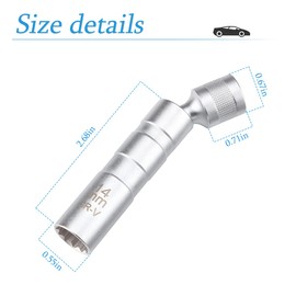TSUGAMI Magnetic Spark Plug Socket, 14mm Thin Walled Swivel Socket Removal Tool, 3.8 Inch Universal Standard Spark Plug Socket Set with Magnetic Design, Car Accessories for Most Vehicles (0.55")